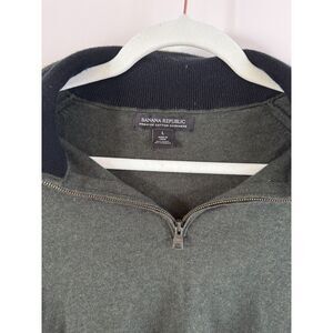 Banana Republic Premium 85% Cotton 15% Cashmere 1/4 Zip Green Sweater